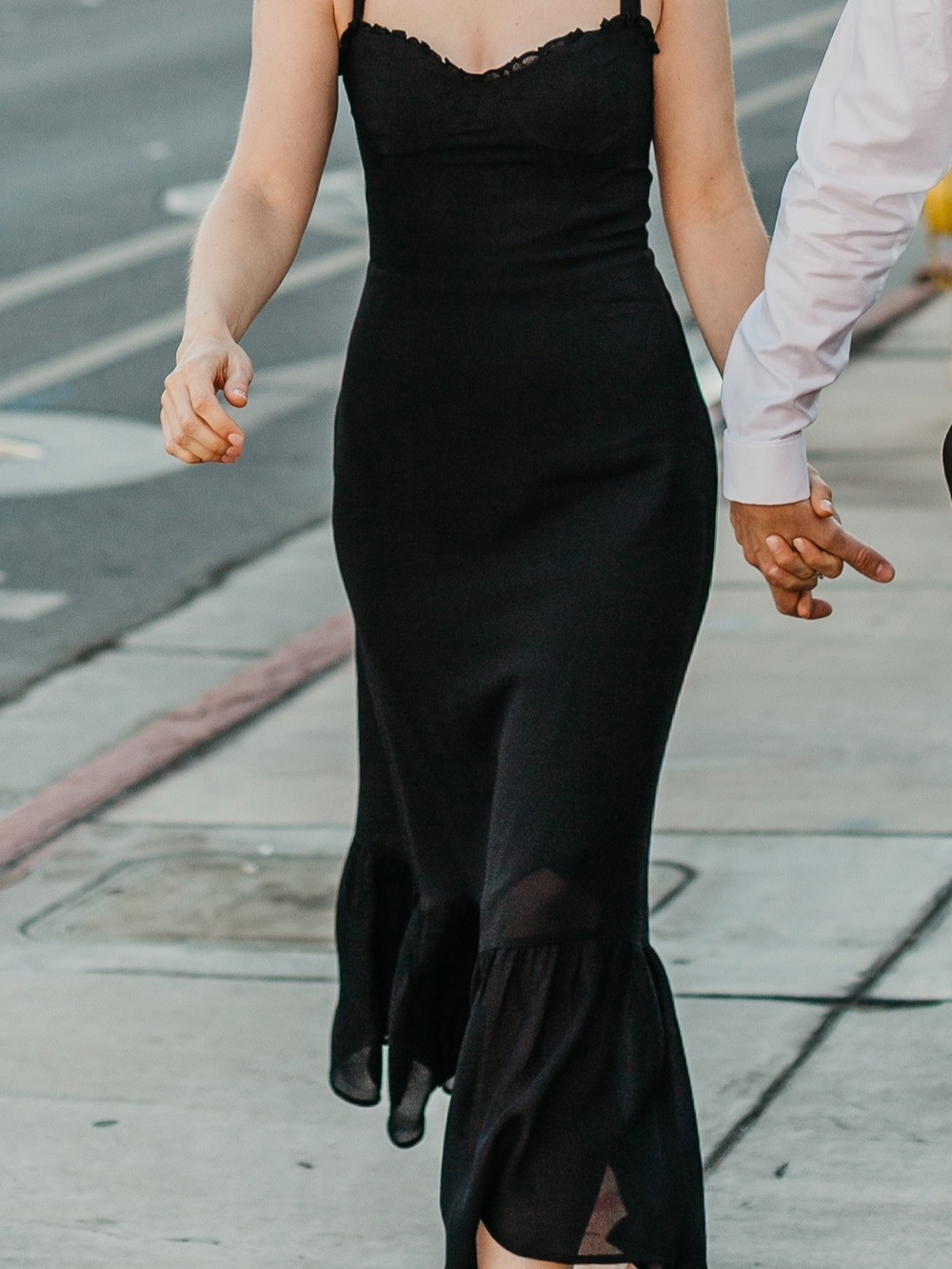 Reformation Black Tie-Shoulder Dress